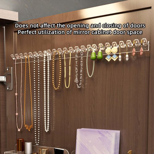 Afbeelding van Stijlvolle Acryl Sieradenhouder – Muurhanger met Zelfklevende Haken