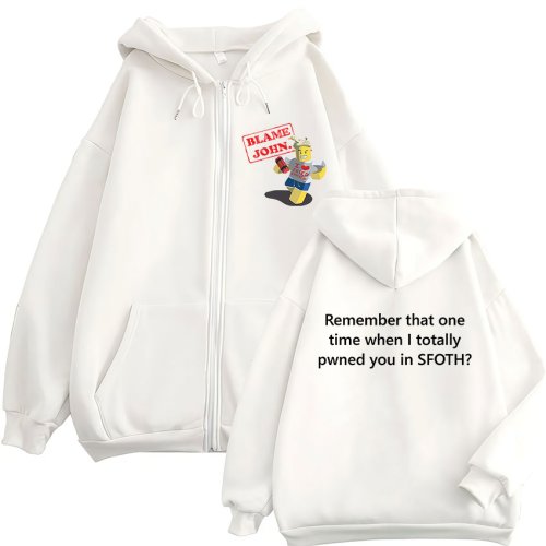 Immagine di Divertente Blame John Meme Felpa con cappuccio con cerniera Shedletsky Forsaken Moda Autunno/Inverno Felpa Uomo Donna Casual Cappotti oversize Felpa con cappuccio