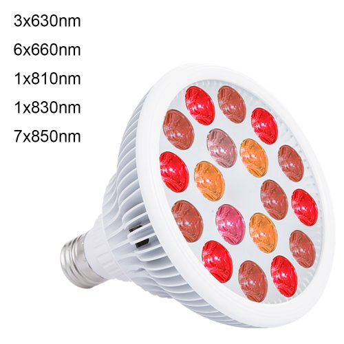 Immagine di Lampadina per terapia della luce LED rossa da 54 W 630nm 660nm 810nm 830nm 850nm Lampadina a infrarossi E27 Luce rossa
