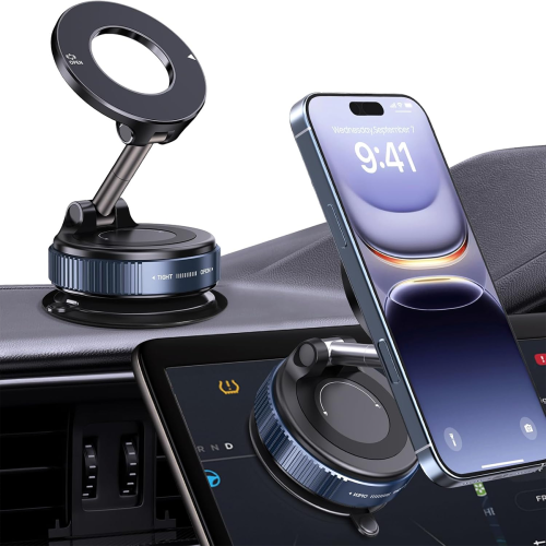 Bild von 360-Grad-Drehbarer Magnetischer Vakuum-Telefonhalter – Faltbare und Einziehbare Auto-Telefonhalterung mit Saugnapf für Auto, Fitnessstudio, Spiegel und glatte Oberflächen