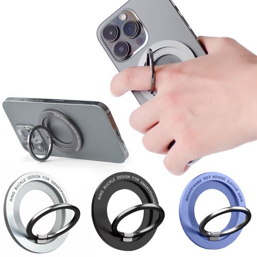 Immagine di Supporto Magnetico per Telefono con Anello per Dito e Ricarica Wireless MagSafe Compatibile con iPhone 14, 13, 12 Pro Max – Staffa Portatile per Cellulare