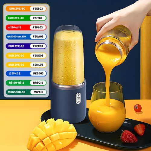 Zdjęcie Przenośna Elektryczna Sokowirówka z Podwójnym Kubkiem – Wielofunkcyjny Blender USB do Owoców, Koktajli Mlecznych i Zdrowych Napojów