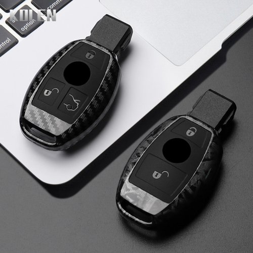 Imagen de Funda de Fibra de Carbono para Llave de Coche con 2 o 3 Botones Compatible con Mercedes-Benz Clases A, B, C, E, GLS, GLA, GLK, GLC, CLS, CLA (Modelos W204, W205, W212, W463, W176)