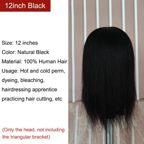 Image de Têtes de mannequin professionnelles 100% cheveux humains, pour la coiffure et la formation en salon,...