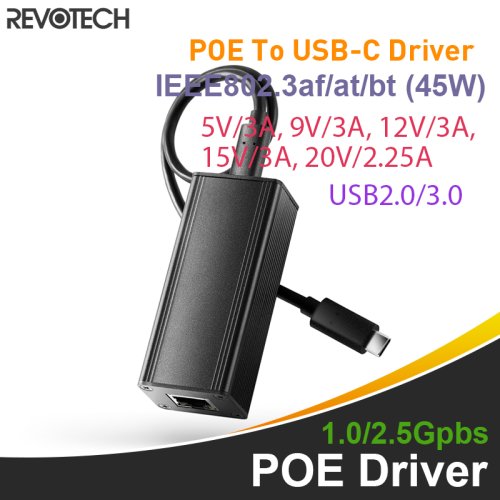 Image de Adaptateur PoE vers USB-C 25W avec Ethernet