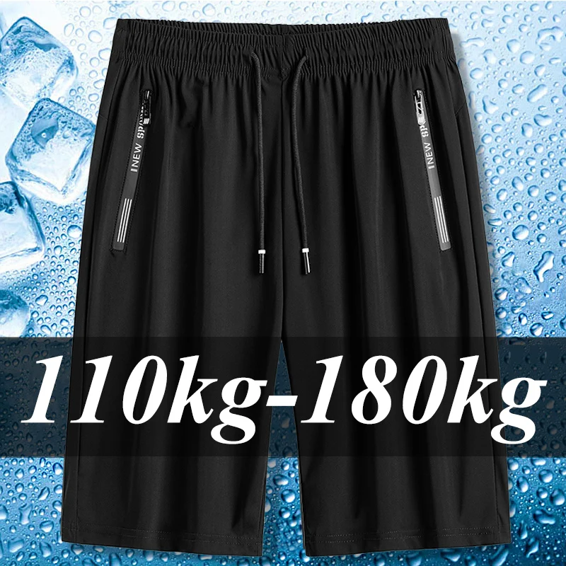 Image of Men's Plus Size Casual Shorts 6XL 7XL Big & Tall Gym Shorts Made of Ice Silk Stretch Fabric for Summer, Beach, and Active Wear – Quick Dry, Breathable, Comfortable Short Pants