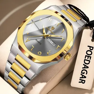 Image de Montre Homme Luxe Acier Inoxydable - Quartz Étanche avec Date et Semaine