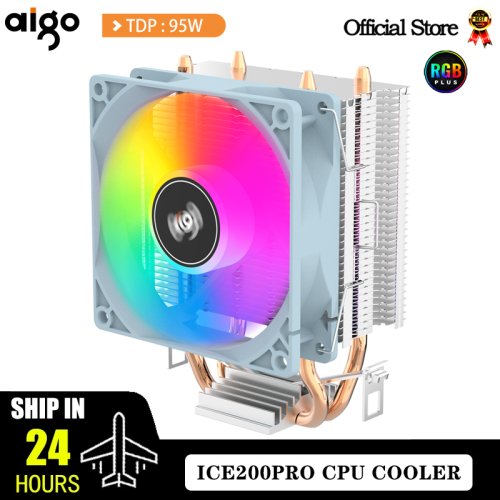 Zdjęcie Aigo ICE200PRO Air CPU Cooler 2 Heatpipes Radiator Cooling 3PIN PWM Fan Quiet Ventilador For Intel 115X 1200 1700 AM4 AM5 AMD
