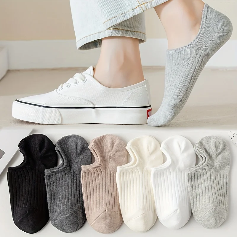 Image of 5 Pairs Women's Ultra-Soft Breathable Boat Socks – Lightweight, Shallow Cut, Comfortable Summer Socks with Simple Design
