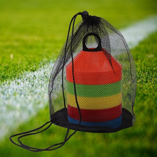Zdjęcie Zestaw 50 stożków piłkarskich – profesjonalne akcesoria do treningu sportowego, idealne dla piłki nożnej, siatkówki i wielu innych dyscyplin