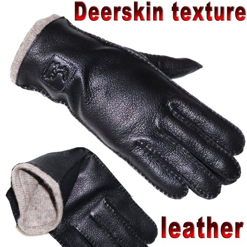 Afbeelding van Hoge kwaliteit natuurlijke geitenhuid en hertenhuid handschoenen voor heren en dames, dunne warme gebreide garen gevoerde lederen handschoenen voor herfst en winter, zakelijk rijden en fietsen