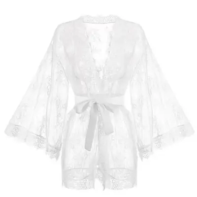 Image de Peignoir Dentelle Femme Noir & Blanc - Sexy & Élégant