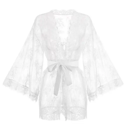 Image de Peignoir Dentelle Femme Noir & Blanc - Sexy & Élégant