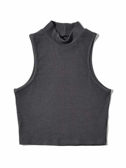 Immagine di Canotta Senza Maniche Donna Collo Alto Estiva in Cotone Morbido - 5 Colori Disponibili, Bianca e Nera Inclusi