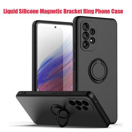 Bild von Flüssiges Silikon Magnetische Halterung Ring Weiche Telefon Fall Für Samsung A54 A53 A52 A51 A71 A34 A32 A22 A73 S23 Ultra Plus S21FE Abdeckung