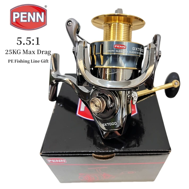 Immagine di Mulinello da Pesca Penn GX1000 7000 con 13 Cuscinetti di Alta Qualità, Trascinamento Massimo 25 kg e Regalo di Lenze in PE Incluso