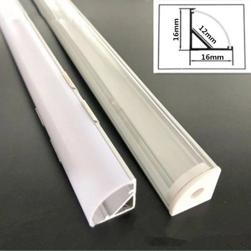 Zdjęcie 2-30 sztuk/partia 0,5 m/szt. Profil aluminiowy kątowy 45 stopni dla 5050 3528 5630 paski LED mlecznobiały/przezroczysty kanał listwy osłonowej