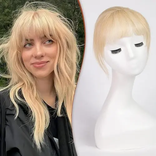 Image de Franges de Cheveux Naturelles 100% Humains - Brun Cendré avec Clips
