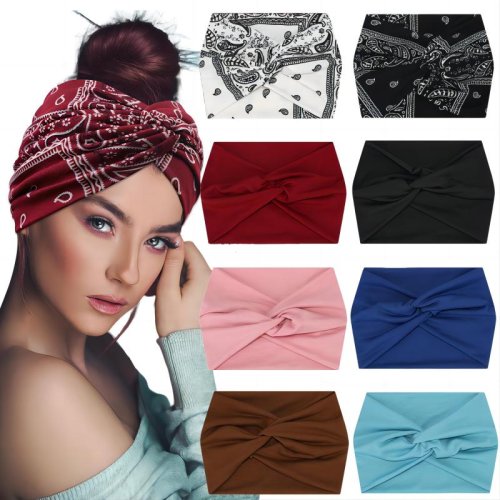 Immagine di Fascia elastica larga Fascia per capelli Pilates Yoga fitness Corsa Ciclismo Fascia per il sudore Turbante Trucco Cerchietto per capelli Trucco Copricapo per le donne