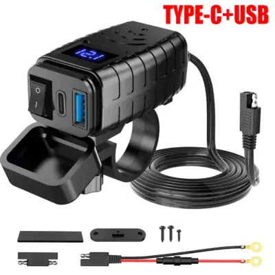 Image de Chargeur USB Moto Rapide avec Voltmètre Étanche