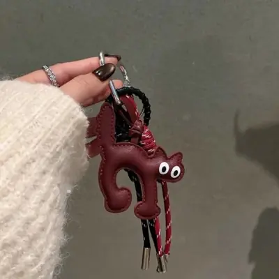 Image de Porte-clés Chat en Cuir Mignon