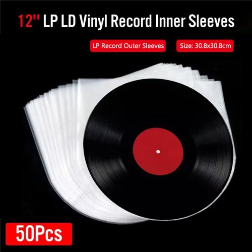 Imagen de 50 Fundas Protectoras para Discos de Vinilo de 12 Pulgadas, Bolsas Antiestáticas Transparentes con Interior y Exterior para LPs, Ideal para Coleccionistas y Amantes de la Música
