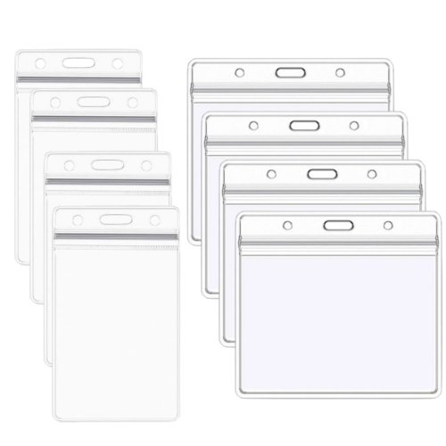 Image of 10-Pack Transparent Vinyl ID Card Holders with Horizontal Stand – Clear, Waterproof Name Tags for Office, School, and Events