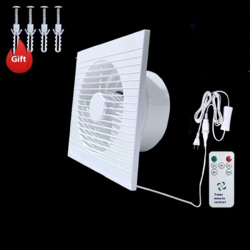 Image of Quiet & Efficient 4-inch, 6-inch, and 8-inch Wall-Mounted Exhaust Fans for Bathroom, Kitchen, and Toilet – White 220V Ventilation Solution