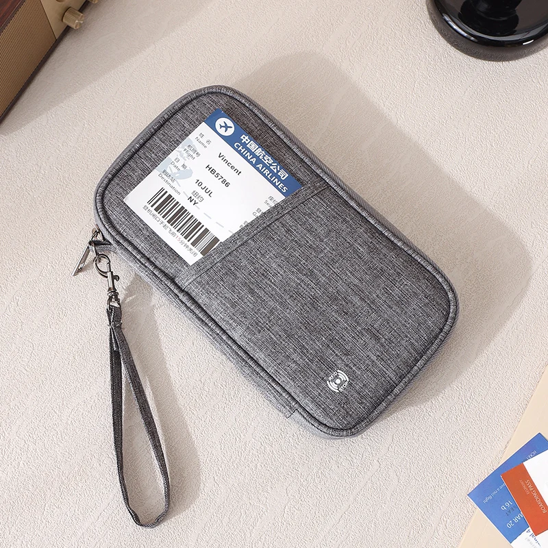 Afbeelding van RFID-blokkerende paspoorthouder portemonnee - Reisdocumentorganizer voor gezinnen met creditcardsleuven, veilige essentiële tas voor reizen