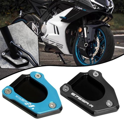 Immagine di Supporto Laterale Estensibile per CFMOTO 675 NK, SR, SS, SR-R – Cavalletto Pieghevole con Piastra di Supporto e Pad Anti-Slittamento