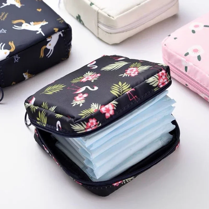 Imagen de Bolsa de almacenamiento de tampones para mujeres y niñas, bolsa organizadora de cosméticos, estuche de almohadilla sanitaria, servilletas, bolsas de cosméticos, soporte de tampones