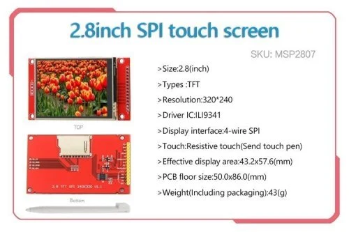 2.8 pulgadas táctil