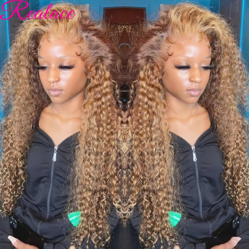 Echte Haar Pruik met Diepe Golf & HD Kanten