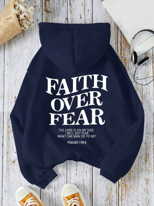 Image de Sweat à Capuche Femme 'Faith Over Fear' - Confort & Style