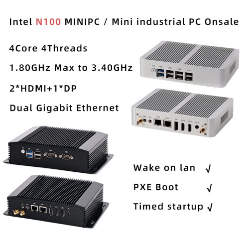 Image de Mini PC Silencieux Intel N100/N95 - 4K Ultra HD, Double LAN, Sans Ventilateur