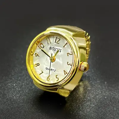 Image de Montre à Doigt Quartz Argentée & Dorée - Style Élégant pour Hommes et Femmes