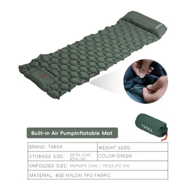 Matelas de Camping Auto-Gonflant avec Oreiller