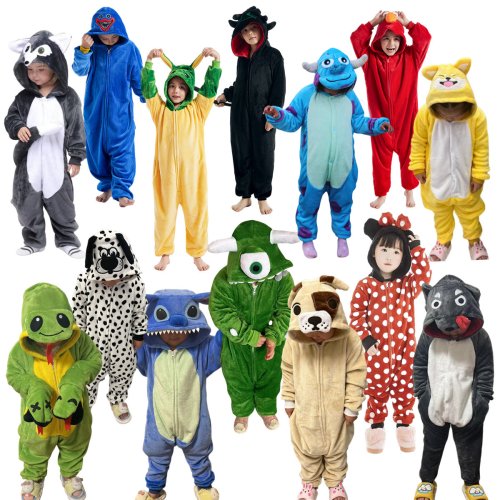 Zdjęcie Kreskówka Kigurumi Dla Dzieci Dziecięca Piżama Zwierzęca Piżama Pies Wilk Smok Dinozaur Halloween Karnawał Jednoczęściowy Kostium Homewear