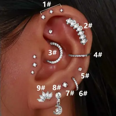 Image de Piercings Oreilles en Acier Inoxydable avec Zircon CZ