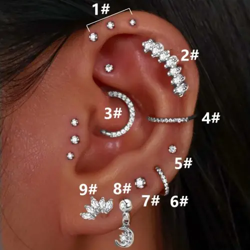 Image de Piercings Oreilles en Acier Inoxydable avec Zircon CZ
