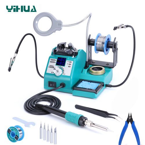 Image of YIHUA 926LED IV 60W Soldering Station with Adjustable Temperature, Helping Hands Clips, and Three Preset Channels for Fast, Precise Electronics Welding