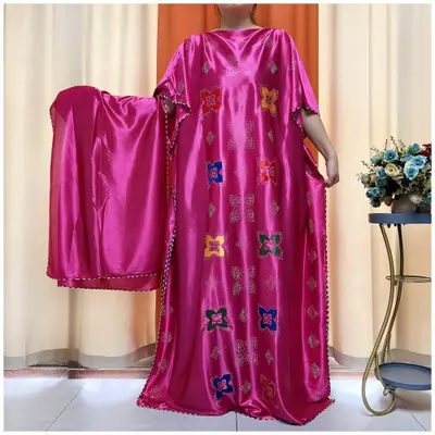 Image de Abaya Luxe Africaine - Robe Musulmane Élégante avec Écharpe