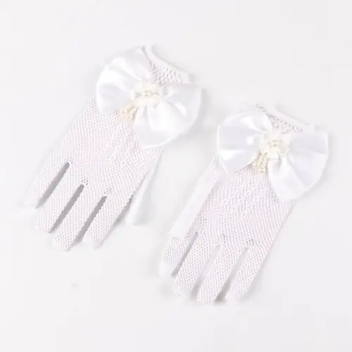 Image de Gants de Communion Dentelle Fleuris pour Filles