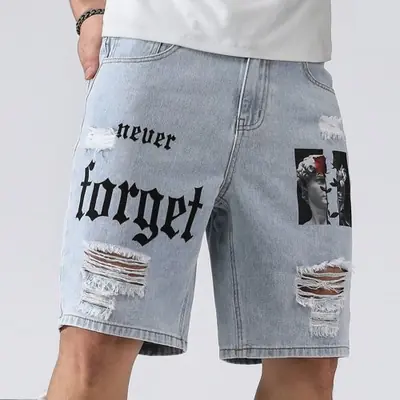 Image de Shorts Jean Homme Streetwear Déchiré Baggy