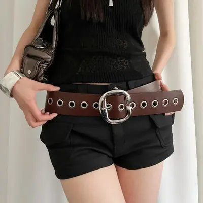 Image de Ceinture Punk Y2K Large en Cuir PU - Style Rebelle & Tendance