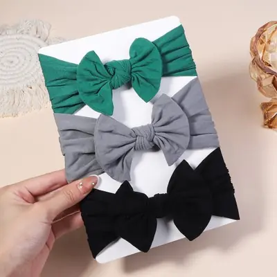 Image de Lot de 3 Bandes de Cheveux pour Bébé - Élastiques Doux & Confortables