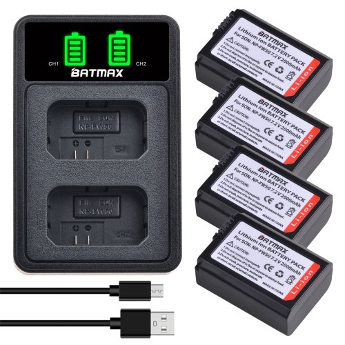 Imagen de Batería de Repuesto NP-FW50 de 2000mAh con Cargador Dual USB LED para Cámaras Sony A6000, A6400, A6300, A6500, A7, A7II, A7RII, A7SII, A7S y A7R