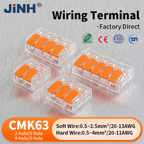 Image of 50-Pack Quick Compact Lever Parallel Electrical Wire Connectors – Fast Terminal Blocks for 34-11 AWG Wires, Ideal for Home and Professional Electrical Projects