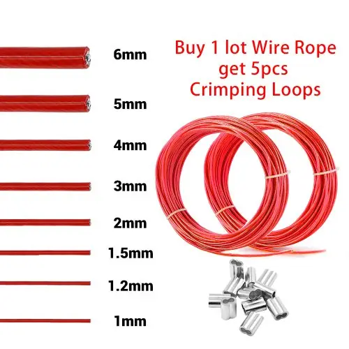Image de Câble de Suspension Acier Inoxydable 304 - PVC Rouge 1.6mm