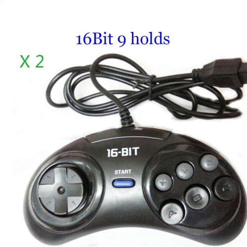 Image of 2-Pack 6-Button Game Controllers for Sega Genesis & Sega MD - Classic 16-Bit Gaming Accessories with Ergonomic Design